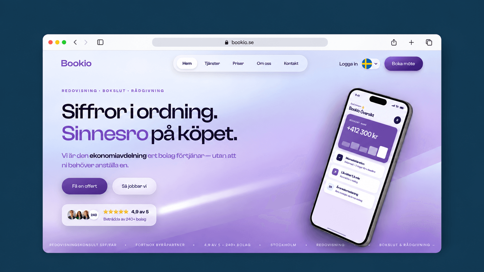 Bookios startsida på desktop i en webbläsarram